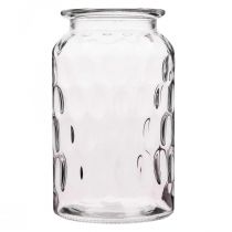 Stiklinė vaza su raštu, stiklinis žibintas H18,5cm Ø11cm Skaidrus