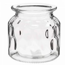 daiktų Stiklinė vaza su raštu, žibintuvėlis skaidrus stiklas H11cm Ø11cm