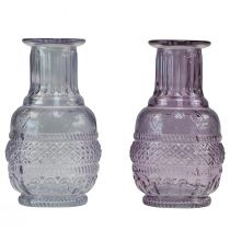 daiktų Stiklinės vazos mini vazos šviesiai violetinės violetinės retro stiliaus H13cm 2vnt