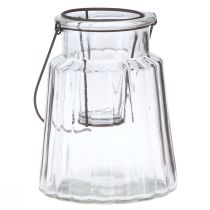 daiktų Stiklinis žibintuvėlis su rankena skaidraus stiklo Ø14cm H18cm