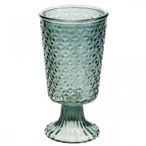 Žibintas su kojele, puodelio stiklas, dekoratyvinis stiklas pilkas Ø10cm H18,5cm
