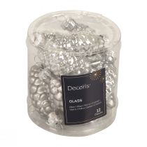 daiktų Kalėdiniai kūgiai stikliniai kūgiai stiklo dekoracija sidabras H6,5cm 10 vnt
