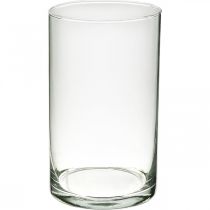 Apvali stiklo vaza, skaidraus stiklo cilindras Ø9cm H15,5cm