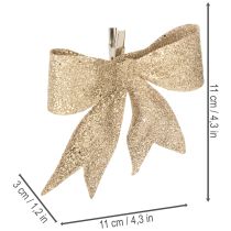 daiktų Blizgantis kaspinėlis, dekoratyvinis kaspinėlis, auksinis su segtuku, 11 cm, 4 vnt.