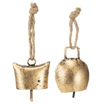 daiktų Kalėdinės eglutės dekoracijos metalinės, vintažinio aukso spalvos, 5 cm, 8 vnt.