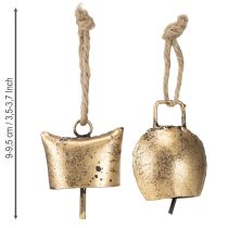 daiktų Kalėdinės eglutės dekoracijos metalinės, vintažinio aukso spalvos, 5 cm, 8 vnt.