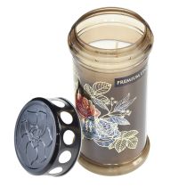 daiktų Kapų žvakės, rudos, kapų šviestuvai, gėlės, Ø7,5 cm, aukštis 16,5 cm, 6 vnt.