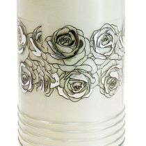 Kapų žvakės rožės balta gedulo šviesa Ø7cm A23.5cm 130h 2vnt.