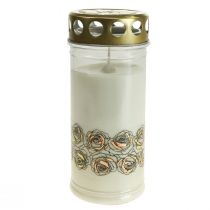 Kapų žvakės baltos rožės gedulo šviesa proginė lemputė Ø7cm H18cm 130h 2vnt