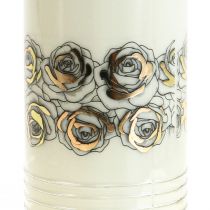 Kapų žvakės baltos rožės gedulo šviesa Ø7cm H23.5cm 145h 2vnt.
