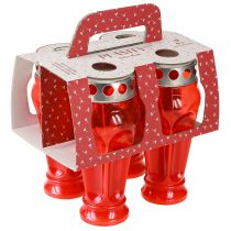 daiktų Raudonos kapų lemputės/žvakės, degimo laikas 18 val., Ø9 cm, aukštis 19 cm, 4 vnt.