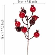 daiktų Dirbtinė granato šakelė su šakotais stiebais kaip vazos puošmena, 19 cm, 4 vnt.