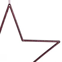 daiktų Didelės dekoratyvinės žvaigždės pakabinimui Berry Glitter 24cm 6 vnt