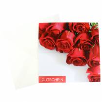 Dovanų kortelė raudonos rožės + vokas 1vnt