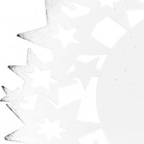 Kalėdinė lėkštė metalinė dekoratyvinė lėkštė su žvaigždutėmis balta Ø34cm