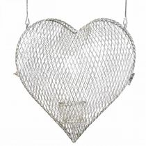 daiktų Pakabinama dekoracinė vielinė širdelė, arbatinės žvakutės laikiklis pakabinimui 29×27,5cm