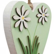 daiktų Dekoratyvinės širdelės pakabinimui su gėlėmis medžio žalia, balta 8,5×12cm 4 vnt