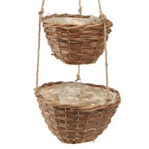 daiktų Pakabinamas krepšelis gėlių krepšelis 2 krepšeliai medinis natūralus Ø20cm/26cm
