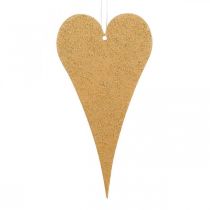 Pakabinamos dekoratyvinės langų metalinės širdelės, dekoratyvinės širdelės pakabinimui smėlio/geltonos/oranžinės H10cm 6vnt.