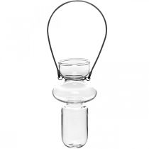 Mini stiklinės vazos pakabinamos vaza metalinis laikiklis stiklo apdaila H10,5cm 4vnt