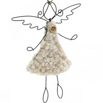 Angelo pakabukas Kalėdinis angelas juodas, kreminis 13,5cm 4vnt