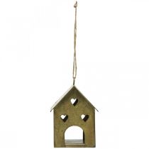 daiktų Kalėdinė pakaba metalinis namelis vintage gold H9.5cm 3vnt