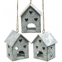 daiktų Kalėdinis pakabukas metalinis namelis Shabby Chic H9,5cm 3 vnt
