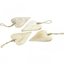 daiktų Medinė širdelė, dekoratyvinė širdelė pakabinimui, širdelės puošmena H10cm 4 vnt