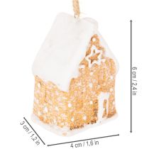daiktų Meduolinio namelio keraminės pakabinamos dekoracijos, žiemos kalėdinės dekoracijos, 6 cm, 3 vnt.