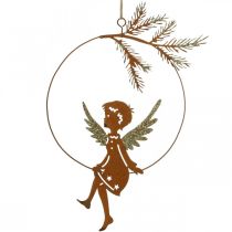 Angelo dekoravimo žiedas metalinis rūdžių kalėdinis papuošimas 23,5x16,5cm 3vnt