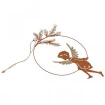 daiktų Angelas dekoratyvinis žiedas metalo rūdžių kalėdinis papuošimas 23,5x16,5cm 3 vnt