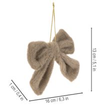 daiktų Dekoratyvinis pliušinis kaspinas su pakaba, 16 cm, 3 dalys