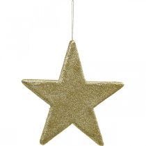 Kalėdų puošmena žvaigždės pakabukas auksiniai blizgučiai 30cm 2vnt