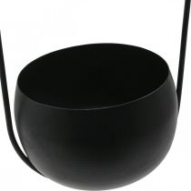 Pakabinamas krepšelis metalinis pakabinamas krepšelis gėlės cinko juodas Ø15cm