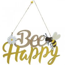 Dekoratyvinis ženklas bitė &quot;Bee Happy&quot; vasaros puošmena mediena 31×18cm 2vnt