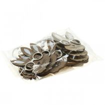 daiktų Medinis pakabukas triušis su akiniais morkų rudos smėlio spalvos 4×7,5cm 9vnt