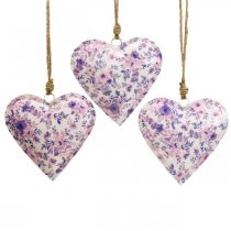 Deco pakabukas metalinės širdelės deko gėlės 16x16x2,5cm 3vnt
