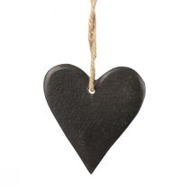 daiktų Pakabinamas dekoravimas šiferio širdelė dekoratyvinės širdelės juodos 7cm 6vnt