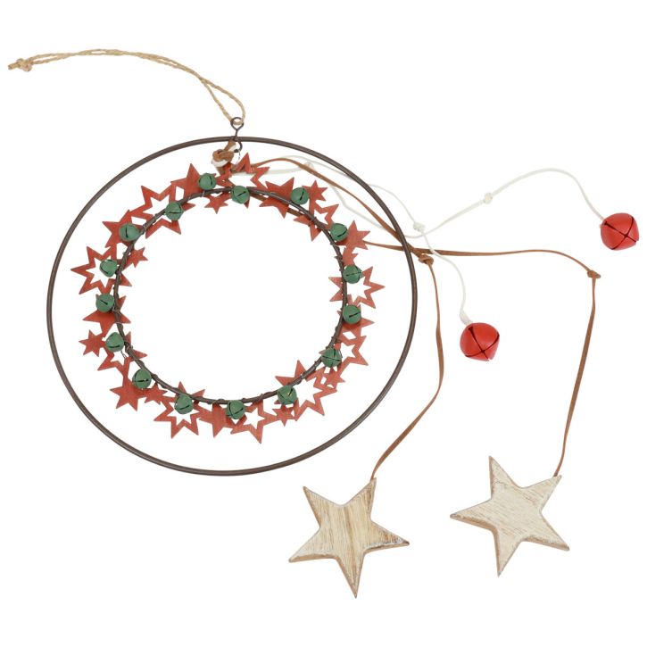 Pakabinamas papuošimas Kalėdų dekoravimo žiedas metalinis medinis vintage Ø19cm