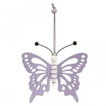 Kabantys dekoracijos deko drugeliai mediniai violetiniai/balti 12×11cm 4vnt