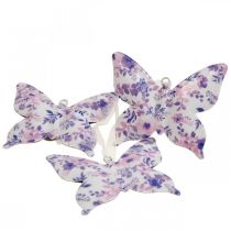 daiktų Deco butterflies metalinė deko kabykla violetinė 12×10cm 3vnt