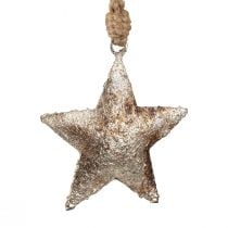 Pakabinamas dekoracijos papuošimas žvaigždė Kalėdinis metalas sidabras 11cm 3vnt