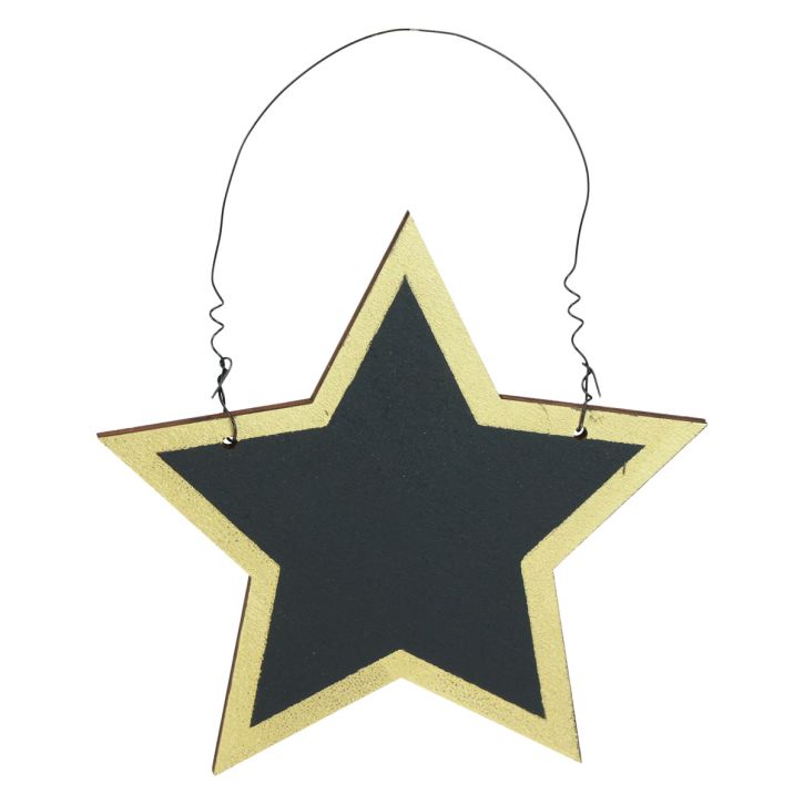 Medinės žvaigždės juodo aukso dekoratyvinės pakabos Kalėdinės Ø15cm 8vnt