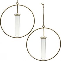 Dekoratyvinis žiedas pakabinti mėgintuvėlį auksinis metalas Ø16cm 4vnt