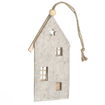 daiktų Kalėdinių dekoracijų veltinio nameliai, smėlio spalvos, 15 cm, 6 vnt. rinkinys