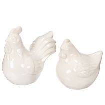 daiktų Vištos figūrėlė, blizgiai glazūruota, moderniam namų dekorui, 17 cm, 2 vnt.