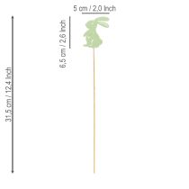 daiktų Dekoratyviniai triušiai ant pagaliuko kaip grafiniai akcentai stalams ir vazonams, 31,5 cm, 16 vnt.