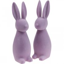 daiktų Dekoratyvinis Velykų zuikis – 2 pasirinkimas – flokuota alyvinė H29,5cm 2 vnt.