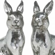 daiktų Dekoratyvinis triušio sėdėjimas Velykų puošmena sidabrinis vintažas H17cm 2 vnt