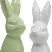 Rabbit Ceramic White, Cream, Green Easter Bunny Deco Figūra H13cm 3vnt